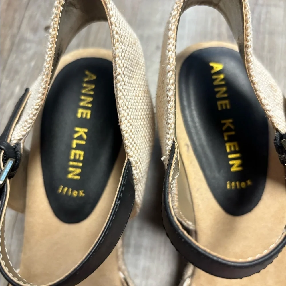 Anne Klein Ardine Gingham Pattern Espadrille Wedge Sandals